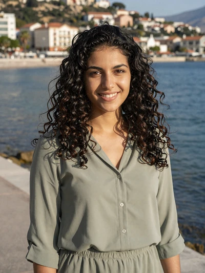 Erisa, 24, a verified Albanian woman from Durrës with curly black hair on Dating4u