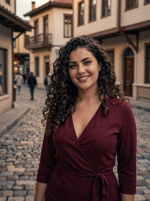 Emilija, 23, a verified Macedonian woman from Skopje with curly dark hair on Dating4u