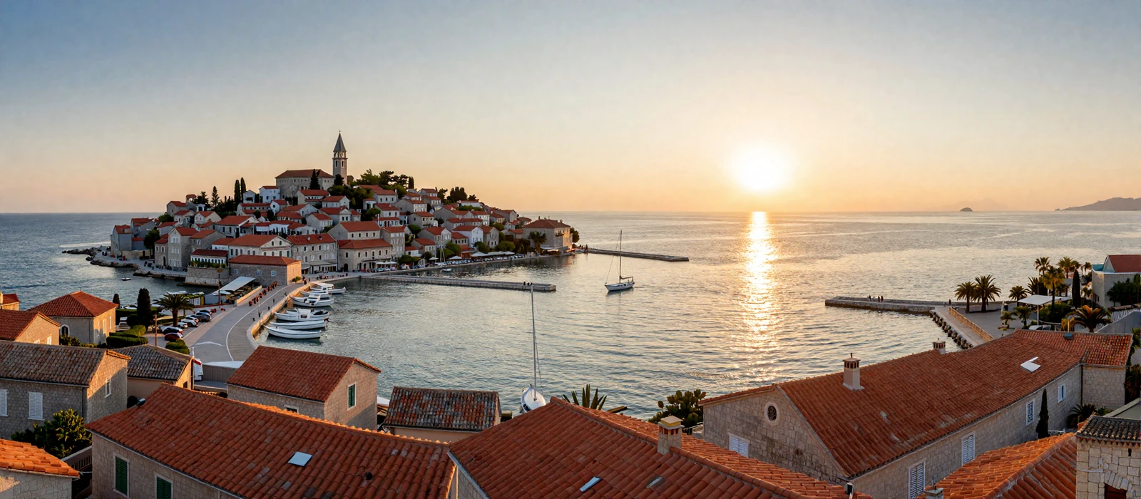 Adriatic coastline at sunset with Mediterranean architecture symbolizing European dating destinations