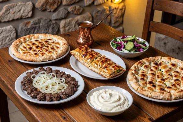 Traditional Bosnian food spread with ćevapi, burek, and Bosnian coffee - the culinary heart of Bosnian dating culture