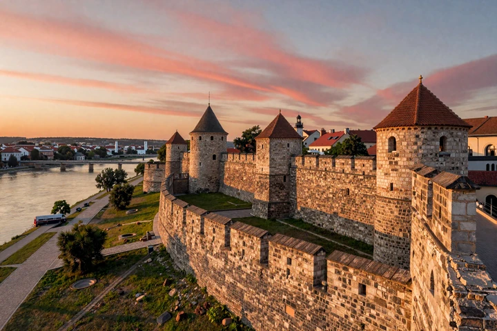 Petrovaradin Fortress in Novi Sad Serbia at golden hour where couples find Balkan love