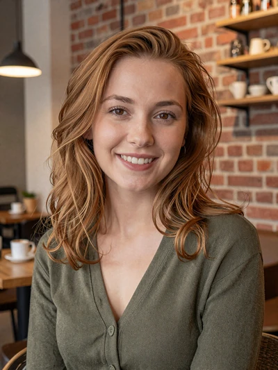 Neža, 26, a verified Slovenian woman from Celje with auburn hair in cozy cafe on Dating4u